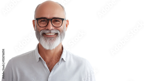 senoir man smiling on white background isolated white background Generative AI photo