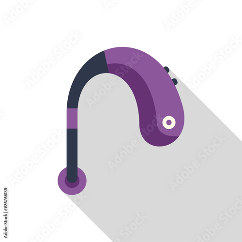 Bild auf Leinwand Wireless headset with long shadow on white background, perfect for technology an