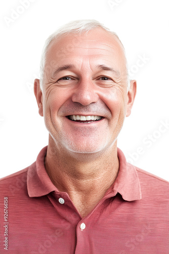 senoir man smiling on white background isolated white background Generative AI photo