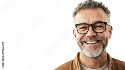 senoir man smiling on white background isolated white background Generative AI photo