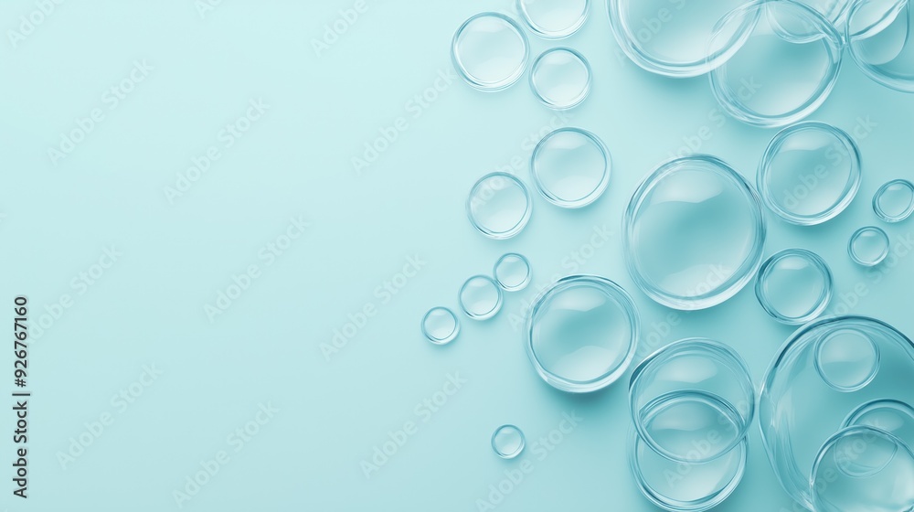 Minimalistic light blue background with floating transparent bubbles for a clean, airy design Minimalistic light blue background with floating transparent bubbles for a clean, airy design