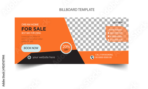 Billboard design, template banner for outdoor advertising, posting dream home for sale . Modern business concept. Creative background