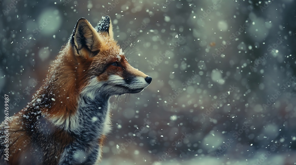 Obraz premium fox in the snowfall