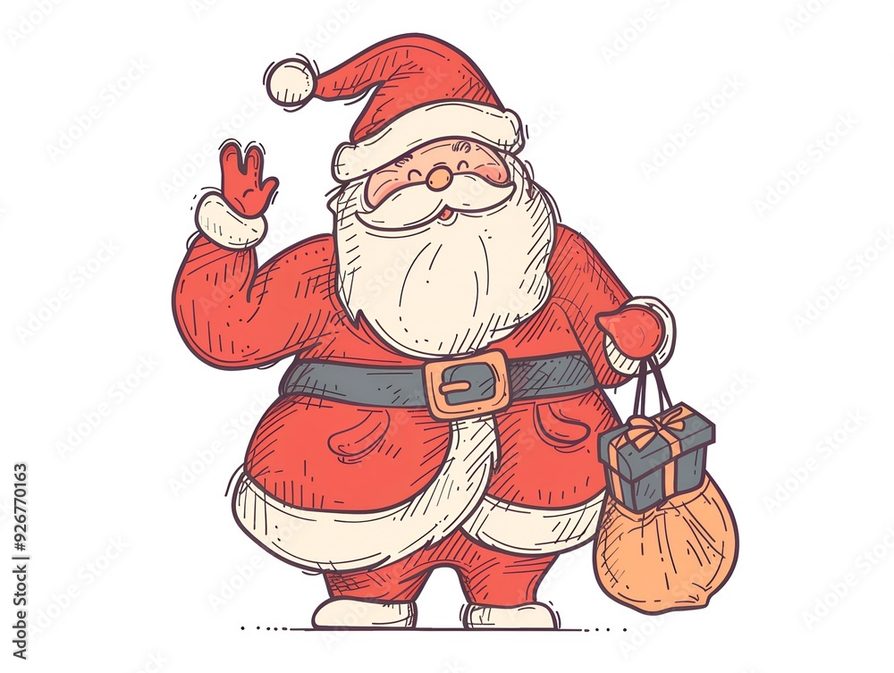 Obraz premium Santa Claus clipart simple illustration for kids. AI generated