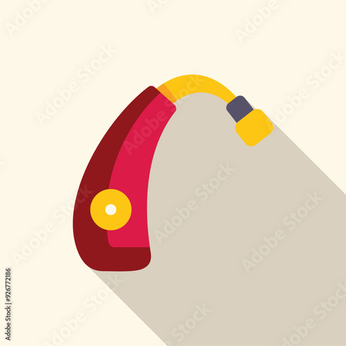Red hearing aid device improving hearing for people with hearing loss