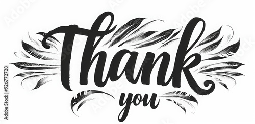 Wallpaper Mural hand drawn elegant handwritten text "Thank you" on a white background Torontodigital.ca