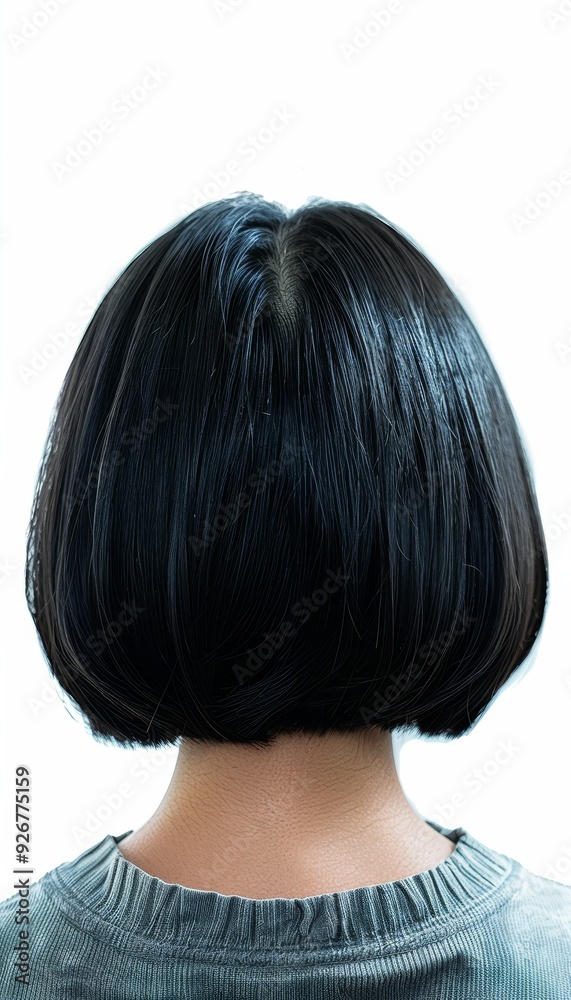 Chic korean inspired short bob haircut with perm on white backdrop for a stylish look Chic korean inspired short bob haircut with perm on white backdrop for a stylish look