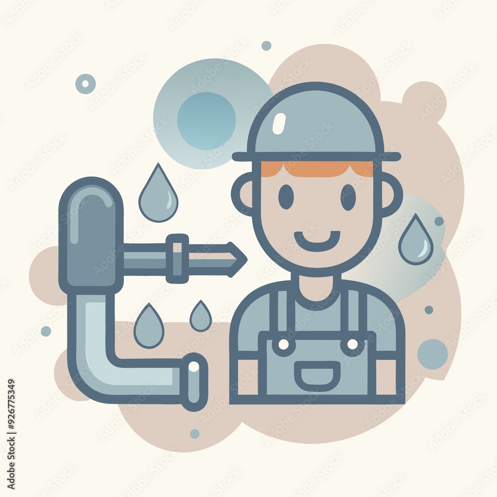 The icon. The character of the profession is a plumber. Flat colors. The icon. The character of the profession is a plumber. Flat colors.