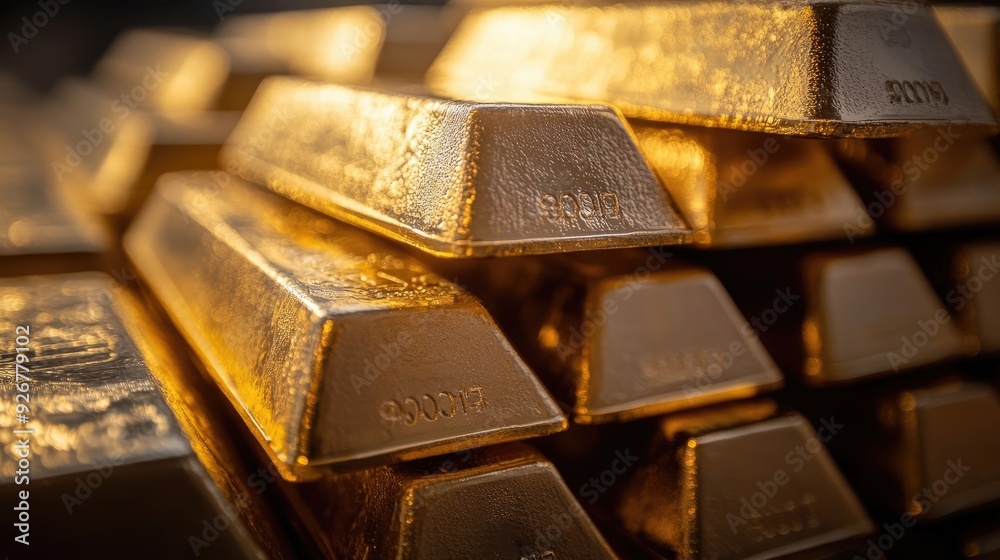 Close-Up of Gold Bars Safely Kept in a Vault
