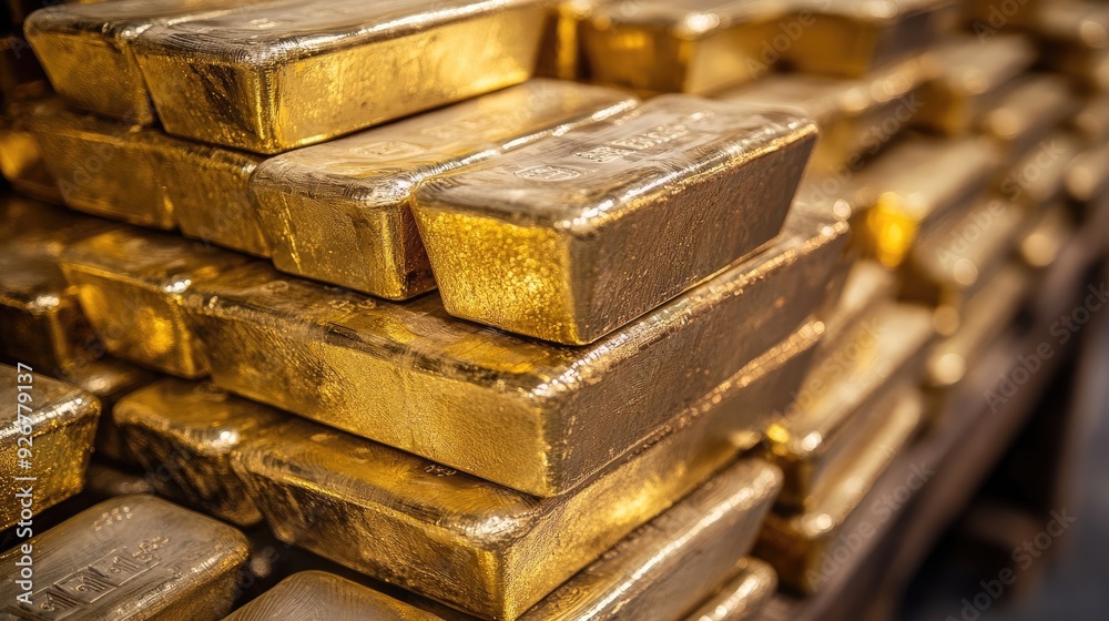 Close-Up of Gold Bars Safely Kept in a Vault Close-Up of Gold Bars Safely Kept in a Vault