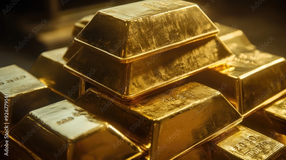 Close-Up of Gold Bars Safely Kept in a Vault Close-Up of Gold Bars Safely Kept in a Vault