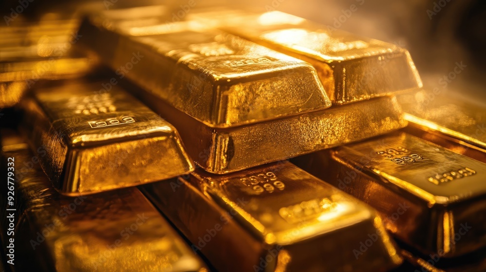 Close-Up of Gold Bars Safely Kept in a Vault Close-Up of Gold Bars Safely Kept in a Vault