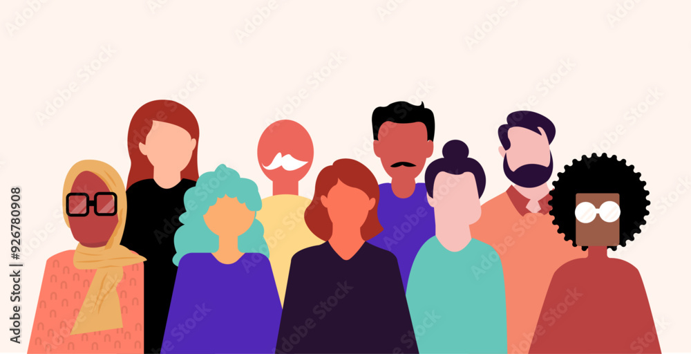 Ταπετσαρία Illustration of a crowd full of inclusive and diverse people