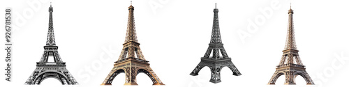 Set of Eiffel tower isolated on transparent background