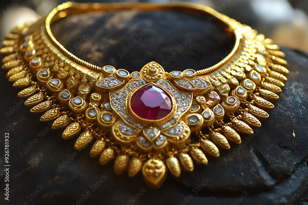 Traditional Gold ornaments with marvelous stones and intricate designs. Temple gold jewelry. Traditional Gold ornaments with marvelous stones and intricate designs. Temple gold jewelry.