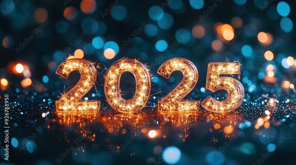 2025 New Year's Eve Celebration with Sparkling Lights and Bokeh Background 2025 New Year's Eve Celebration with Sparkling Lights and Bokeh Background