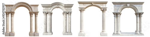 Set of Column arch , podium architecture building isolated on transparent background