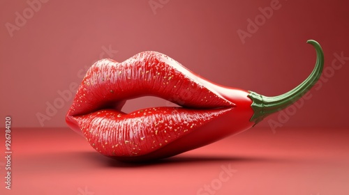 3D illustration of chili pepper shaped like lips.