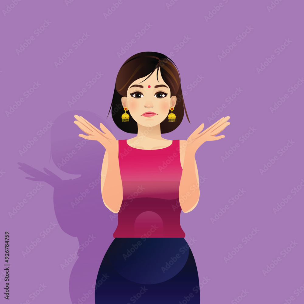Indian Girl Expressions Pose, Beautiful Girl Character Design Vector Indian Girl Expressions Pose, Beautiful Girl Character Design Vector
