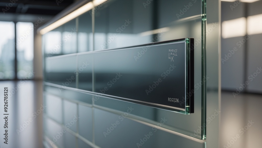 Modern office setting with a sleek glass digital display board. Modern office setting with a sleek glass digital display board.