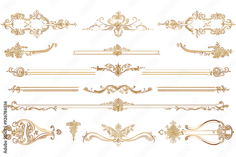 Gold ornament on a white background. Isolated. 3D illustration Gold ornament on a white background. Isolated. 3D illustration