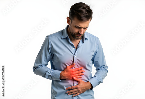 Man Experiencing Stomach Discomfort photo