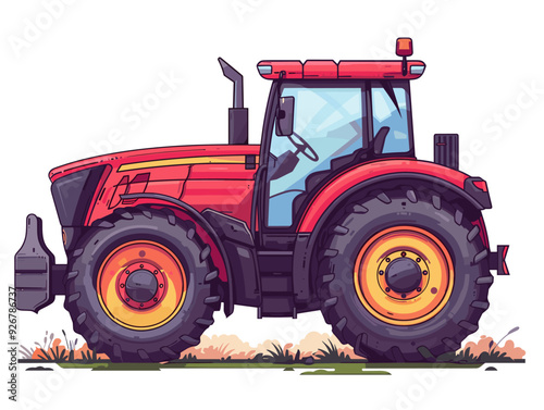 Tractor. Vector illustration. Isolated on white background