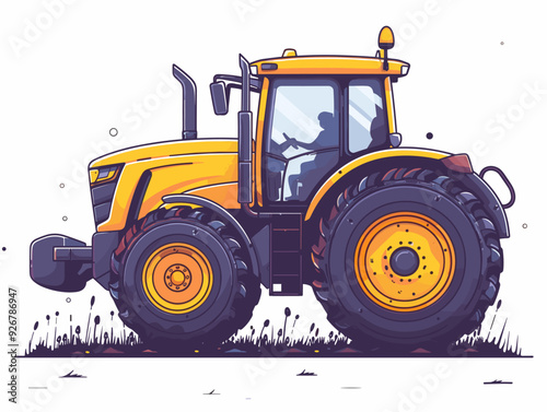 Tractor in the field. Vector illustration on a white background