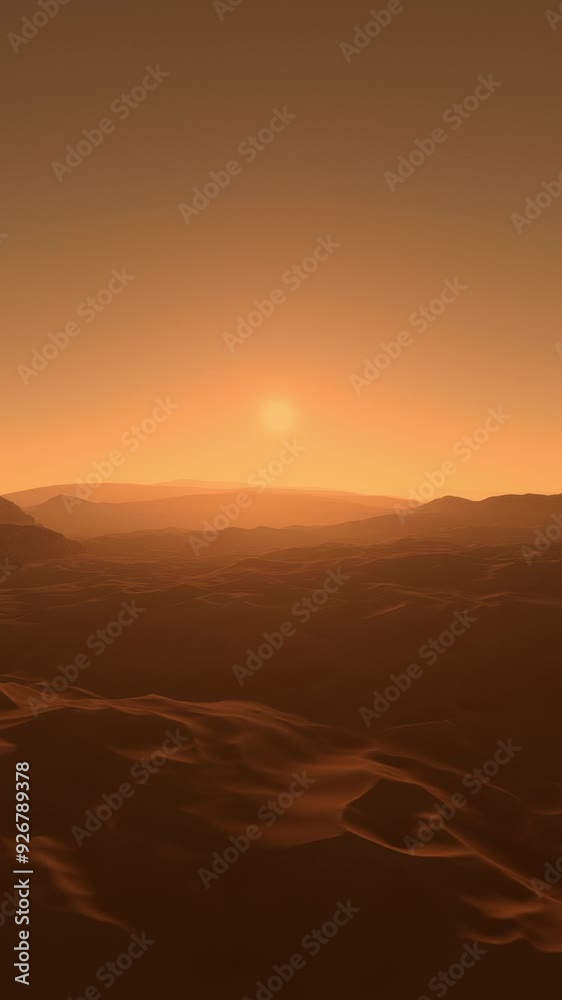 Red planet surface at sunset of the dunes in the Martian desert on Mars. Aerial view of the sci-fi landscape Red planet surface at sunset of the dunes in the Martian desert on Mars. Aerial view of the sci-fi landscape