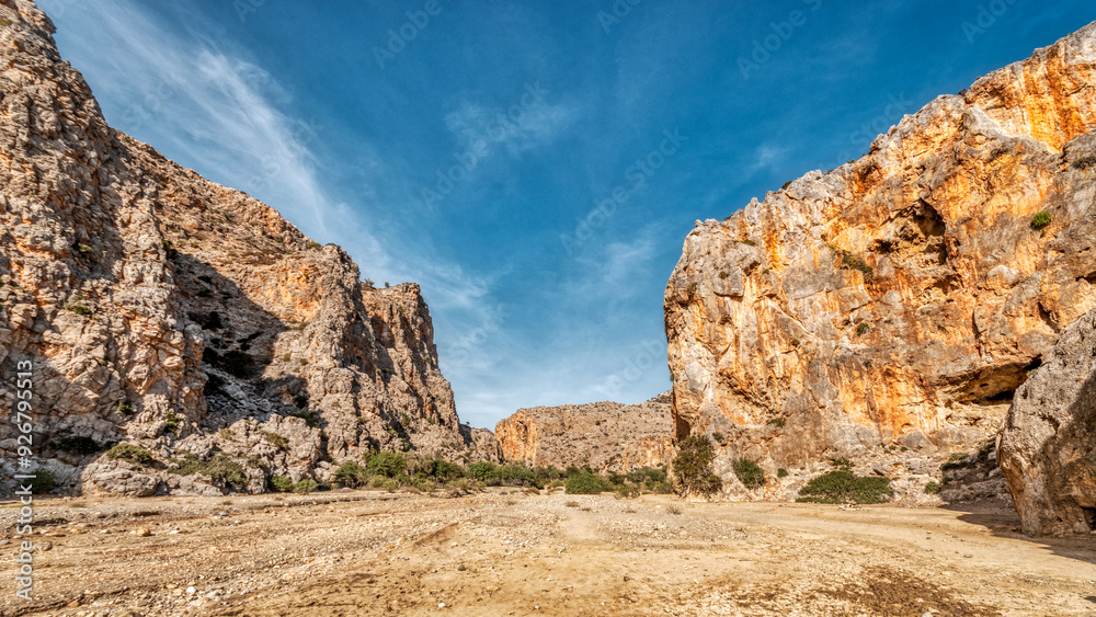 Fototapeta premium A big rocks on background of blue sky.