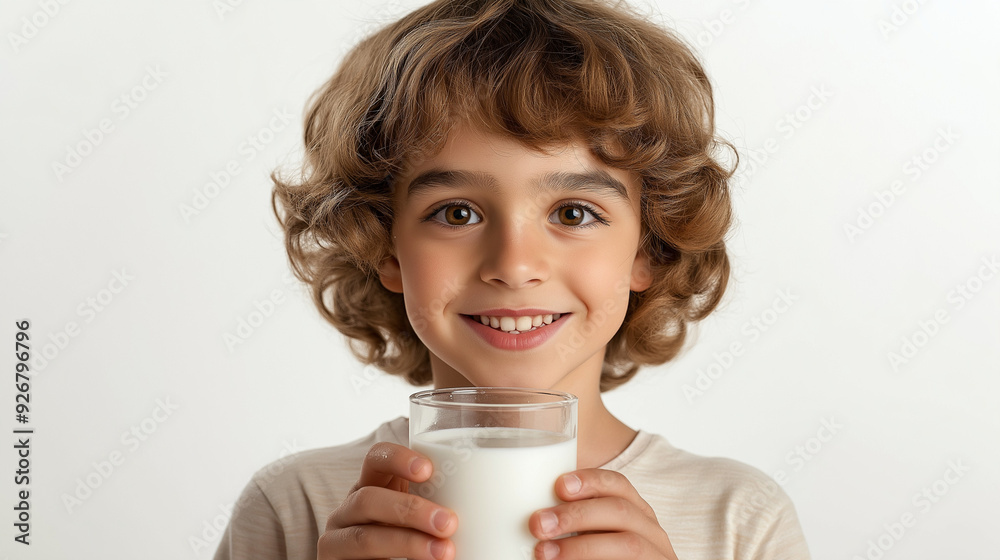 little boy holding glass of milk on white background little boy holding glass of milk on white background