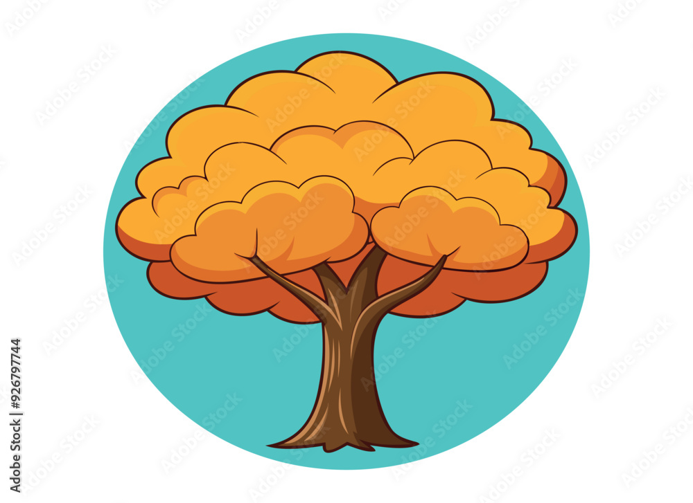 Vector Illustration of a Cartoon Autumn Tree with Orange Leaves Vector Illustration of a Cartoon Autumn Tree with Orange Leaves