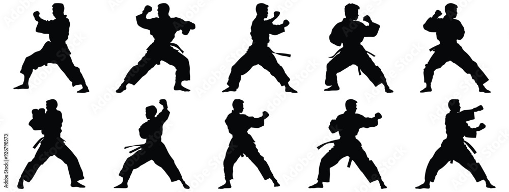 Fighter silhouette set vector design big pack of combat illustration and icon Fighter silhouette set vector design big pack of combat illustration and icon