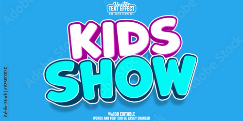 Kids editable text effect, customizable show and children 3d font style
