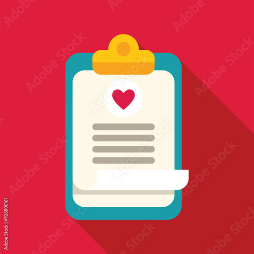 Clipboard is showing a medical test with a red heart, representing good health and wellness