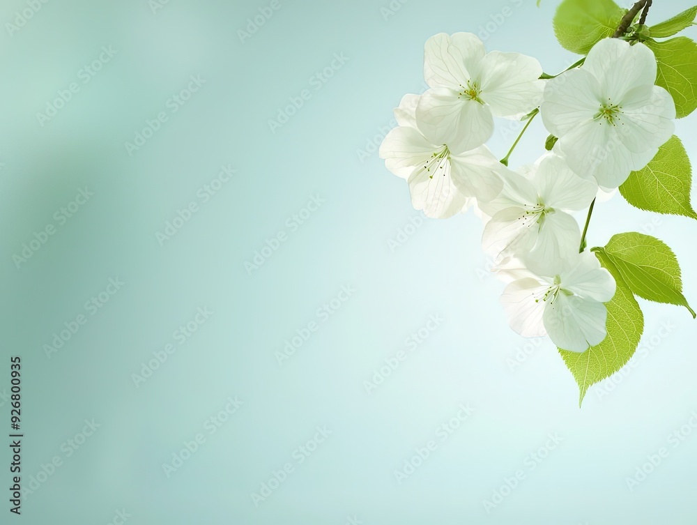A Diagonal Blooming Branch Against Blue Sky A Diagonal Blooming Branch Against Blue Sky