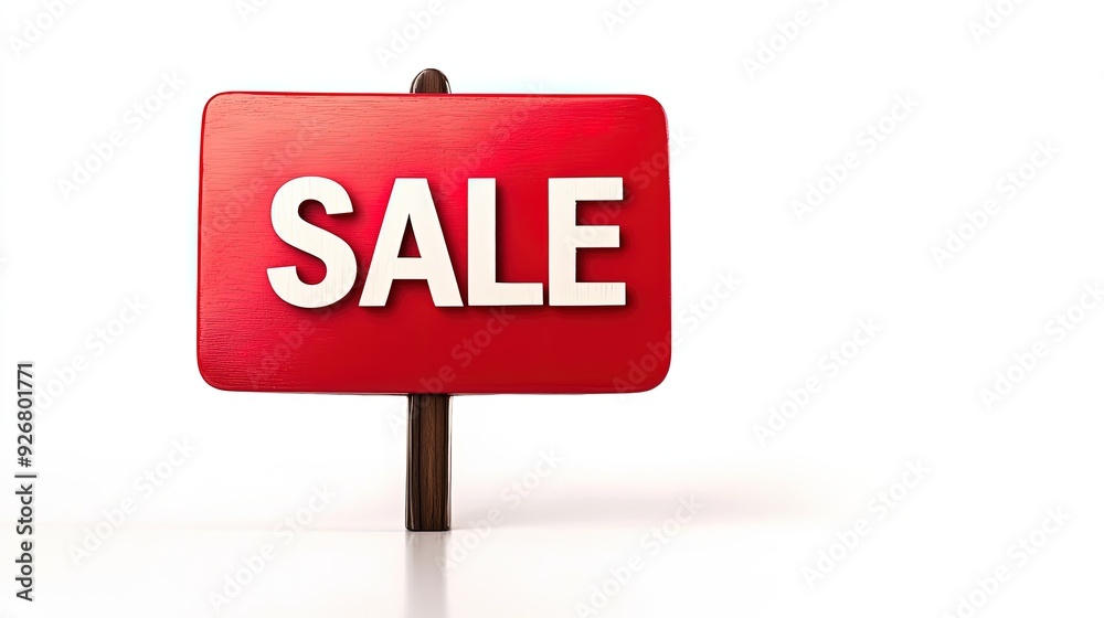 Vibrant Red Sale Sign Against White Background Vibrant Red Sale Sign Against White Background