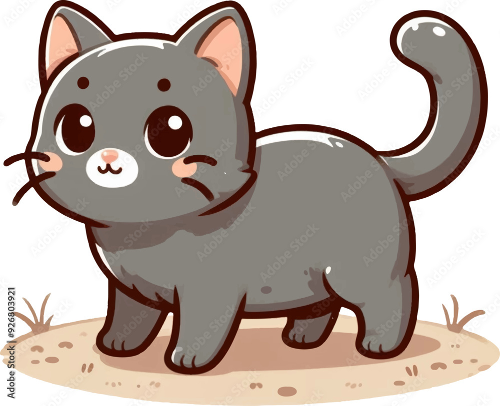 cute cartoon stray grey cat cute cartoon stray grey cat