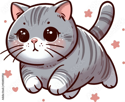 cute cartoon stray grey cat