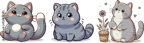 set of cute cartoon stray cats