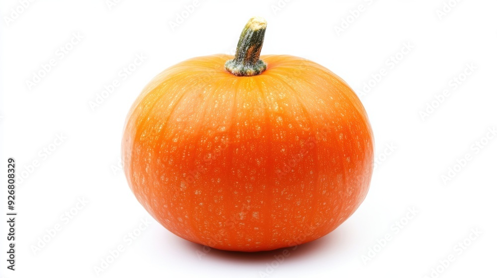 A close up of a single orange pumpkin on white background, AI A close up of a single orange pumpkin on white background, AI