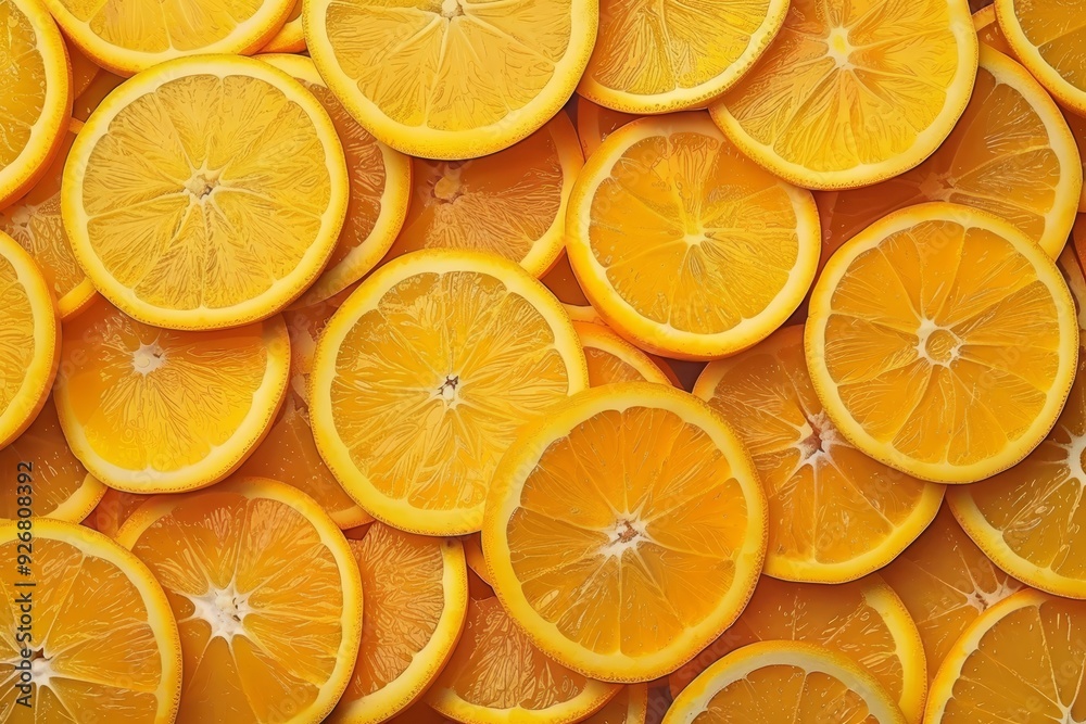 Close up high angle view of a fresh orange fruit slices pattern background for vibrant compositions Close up high angle view of a fresh orange fruit slices pattern background for vibrant compositions