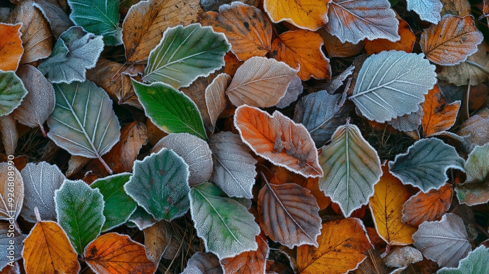 The first frost in the fall on the green leaves in the Park. The first frost in the fall on the green leaves in the Park.