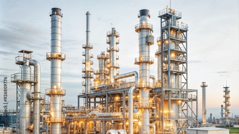 Industrial Refinery in Daylight with Complex Piping Structures Industrial Refinery in Daylight with Complex Piping Structures