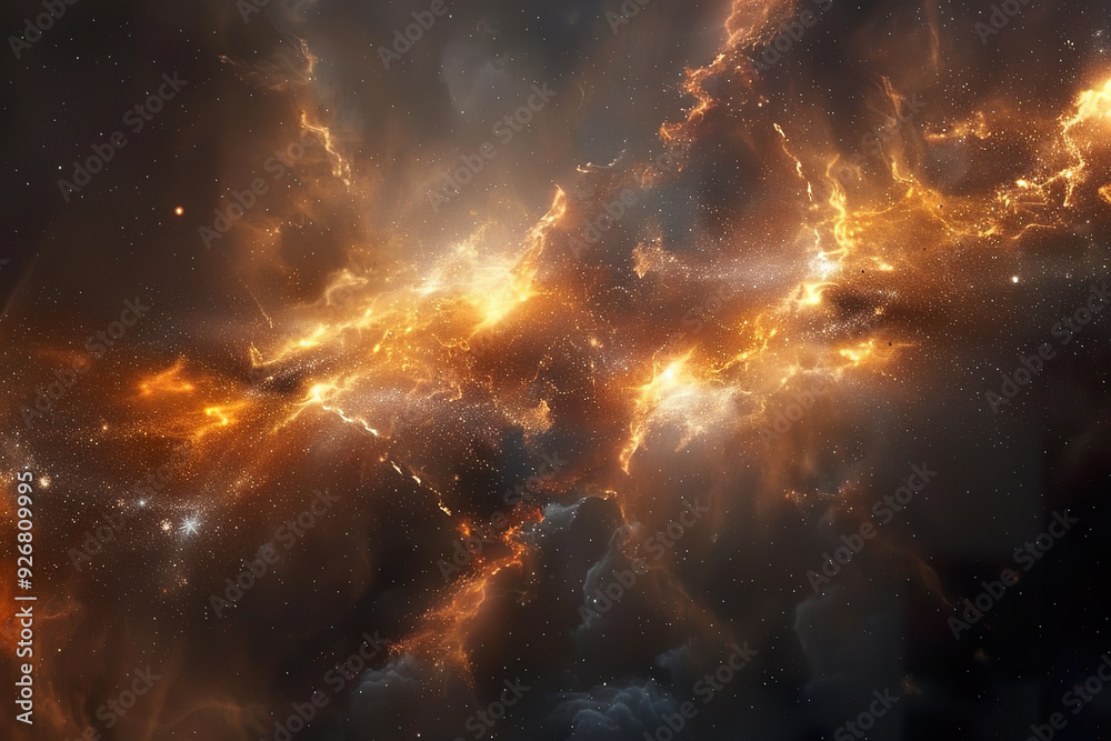 Fototapeta premium A colorful space scene with a purple cloud in the middle. generative ai image.