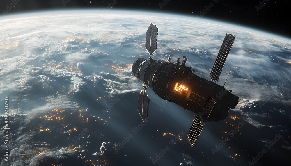 Satellite orbiting a distant world Satellite orbiting a distant world