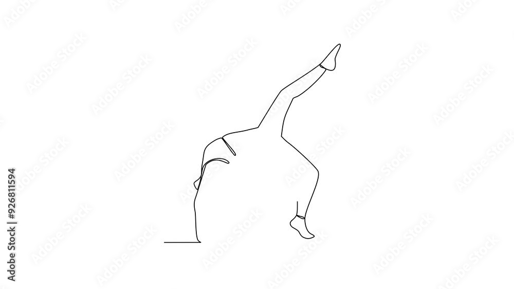 Animated self drawing of Yoga activity video design illustration. Yoga are combines physical postures, breathing technique, meditation, and philosophical principles. Sport theme design video concept.