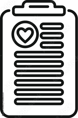 This icon is depicting a clipboard with a heart icon, potentially representing medical test results and diagnosis