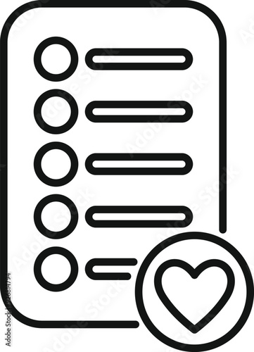 Line art icon of wish list representing a concept of choosing favorite things