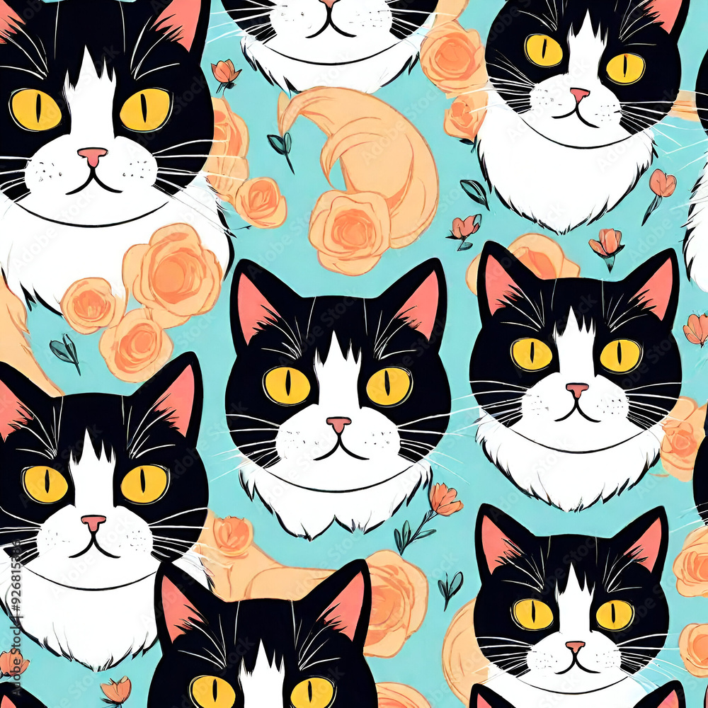 seamless background with cats seamless background with cats